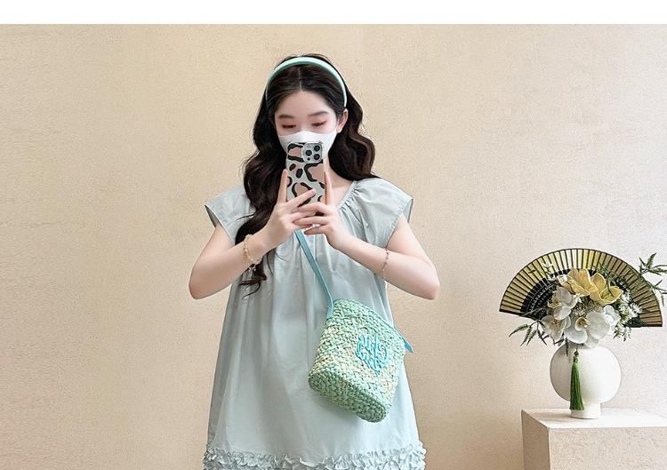Maternity Short-Sleeve Solid Blouse & Shorts Set