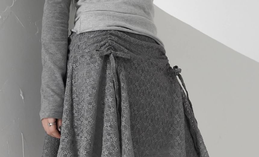 Asymmetrical Lace Mini Skirt - Altfashion Shop