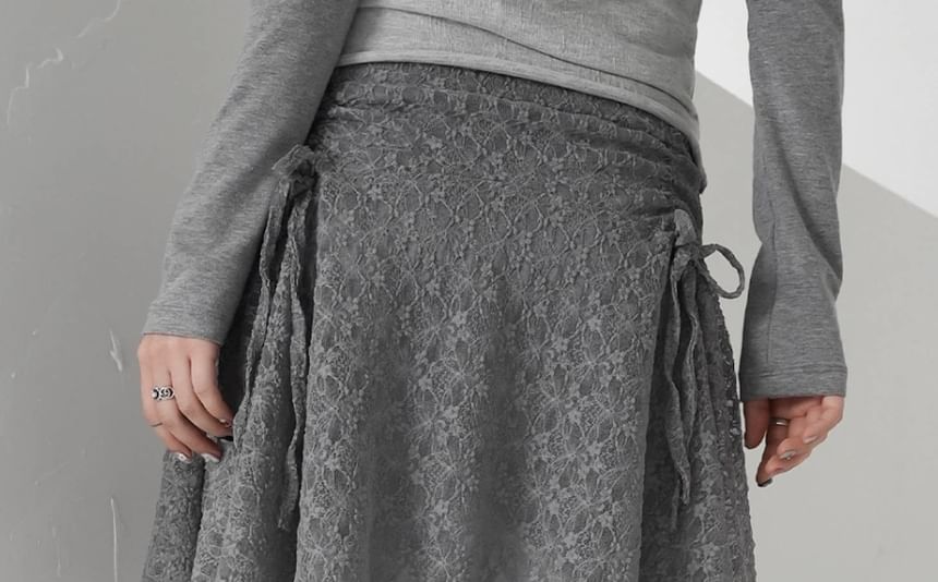 Asymmetrical Lace Mini Skirt - Altfashion Shop