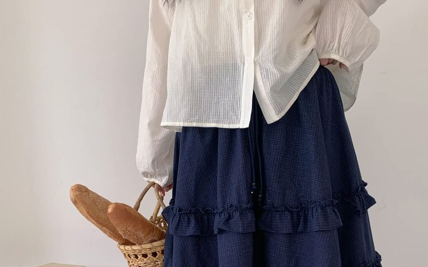 Solid Midi Tiered Skirt - Altfashion Shop