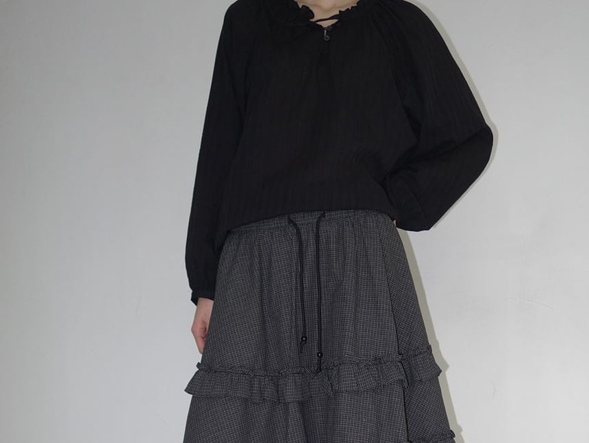 Solid Midi Tiered Skirt - Altfashion Shop