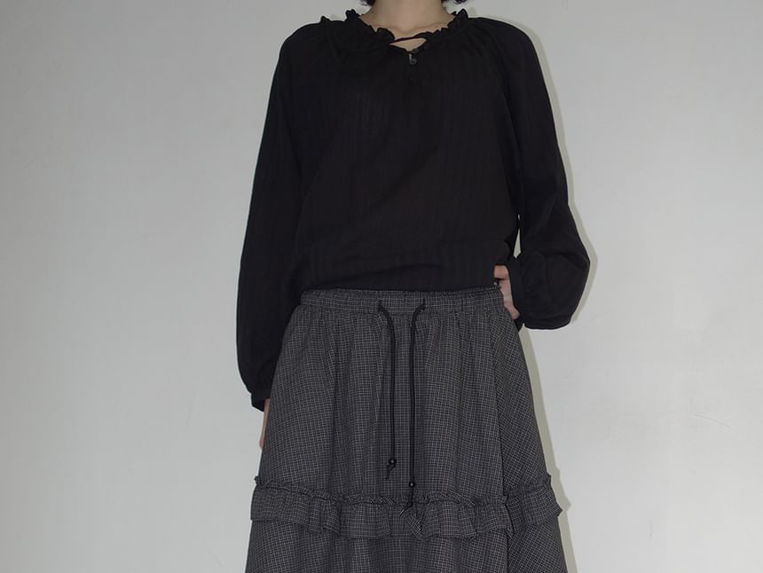 Solid Midi Tiered Skirt - Altfashion Shop