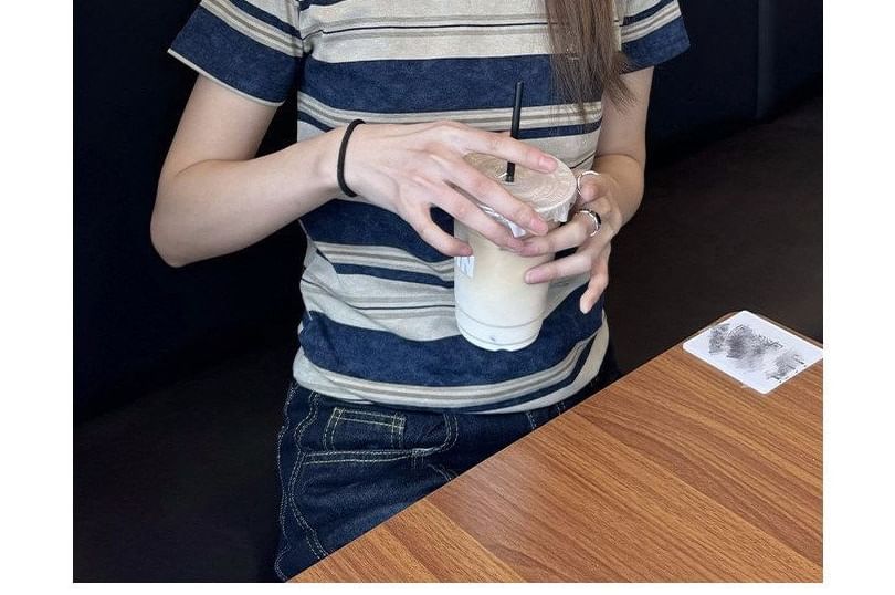 Short Sleeve Crew Neck Striped Tee