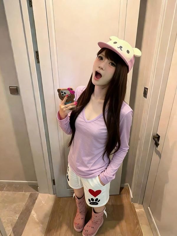 V-Neck Long-Sleeve Solid Tee