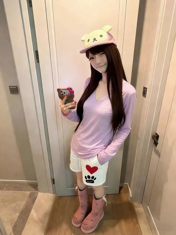 V-Neck Long-Sleeve Solid Tee