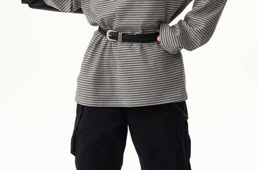 Long Sleeve Henley Striped Shirt