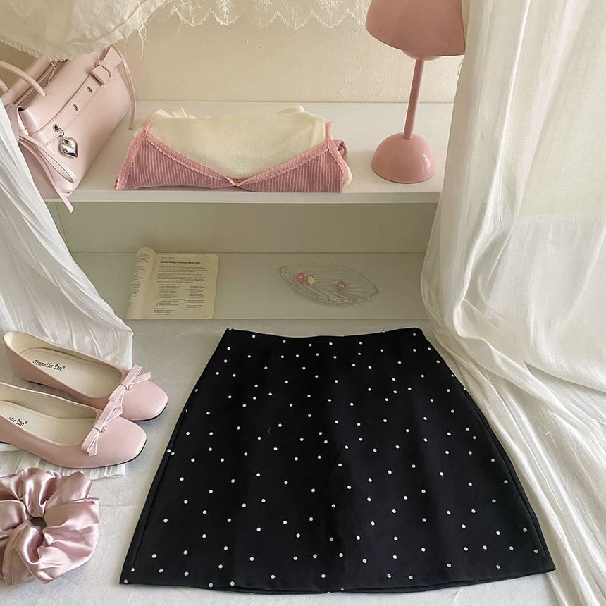 Polka Dot Mini A-Line Skirt - Altfashion Shop
