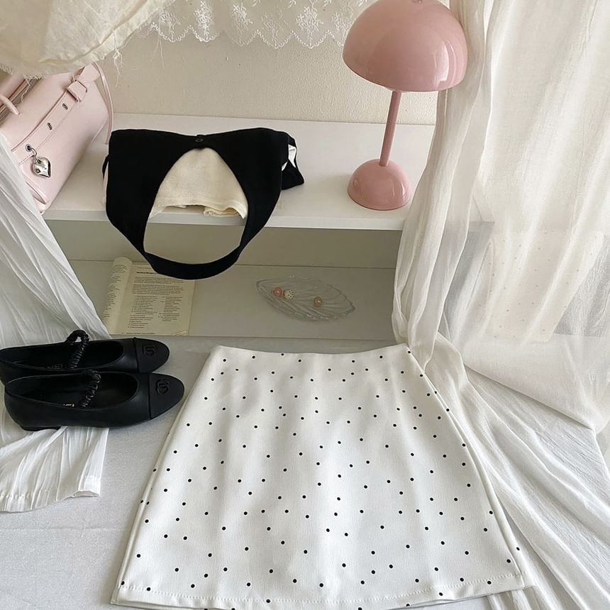Polka Dot Mini A-Line Skirt - Altfashion Shop