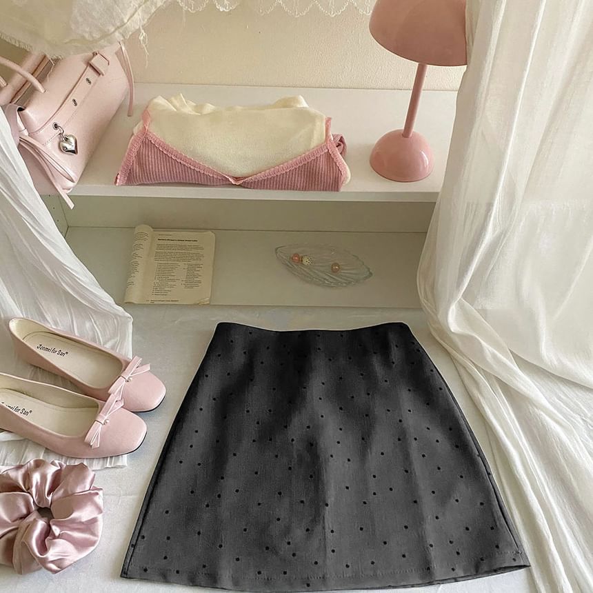 Polka Dot Mini A-Line Skirt - Altfashion Shop
