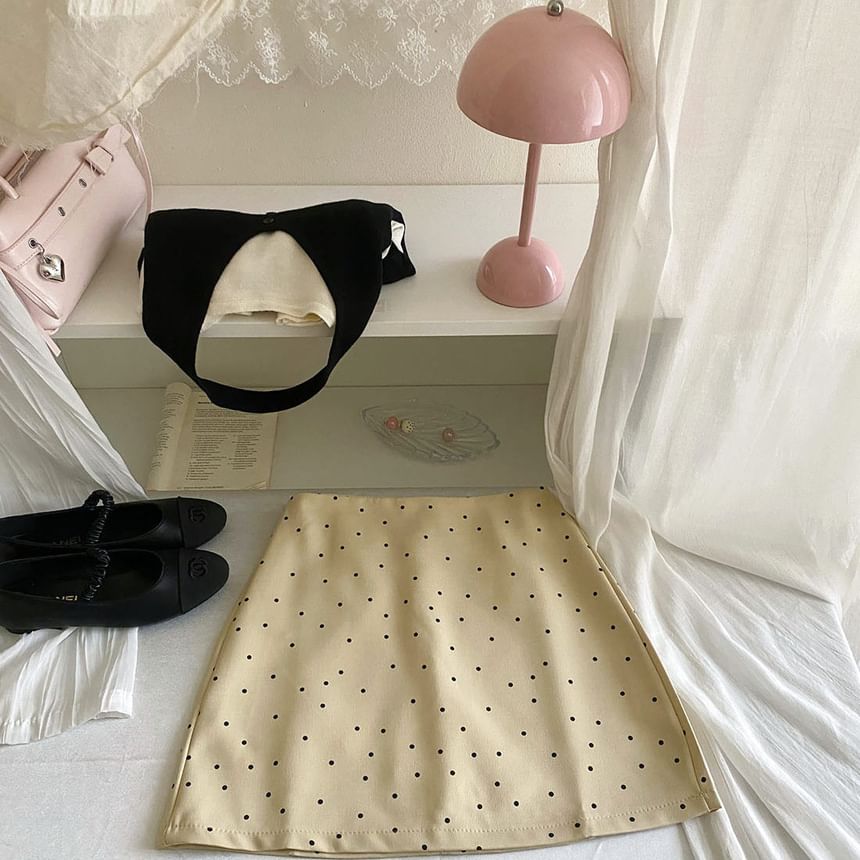 Polka Dot Mini A-Line Skirt - Altfashion Shop