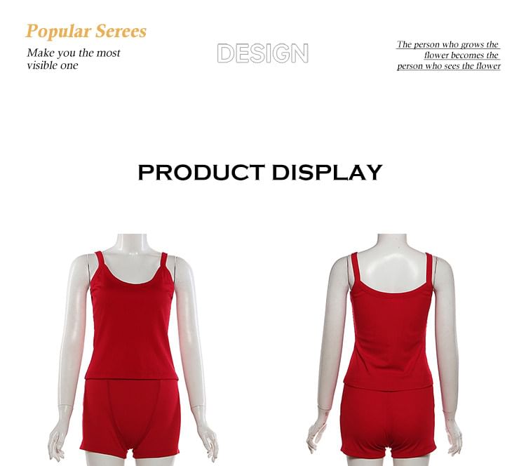 Set: Plain Camisole Blouse + Mid Rise Undershorts