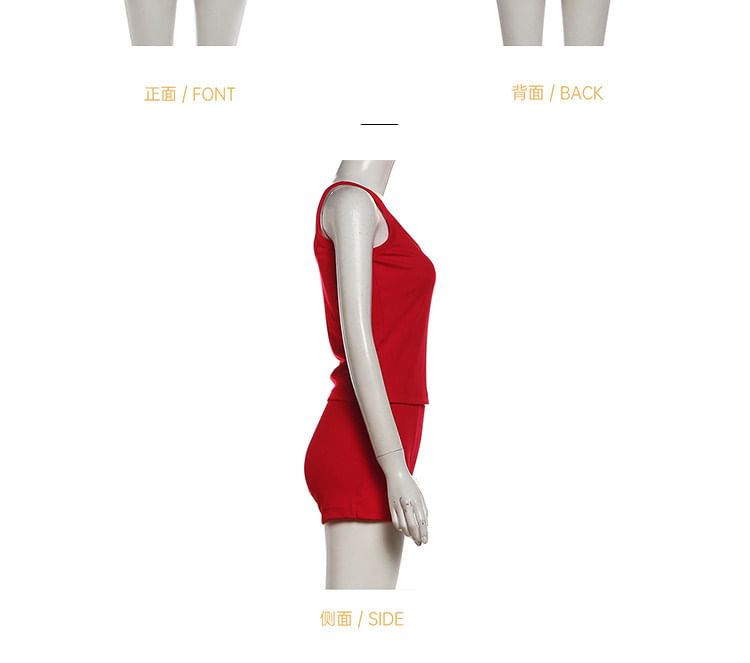 Set: Plain Camisole Blouse + Mid Rise Undershorts