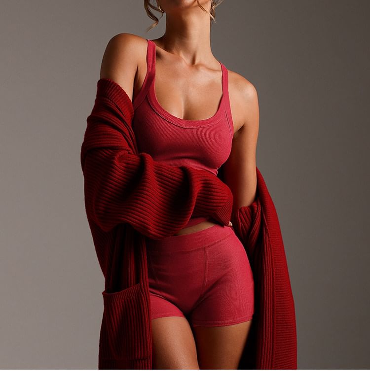 Set: Plain Camisole Blouse + Mid Rise Undershorts