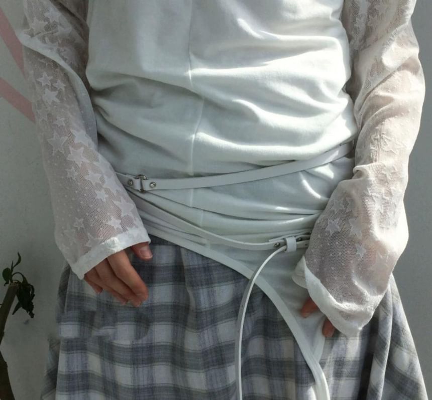 Long-Sleeve Crew Neck Sheer Lace Top