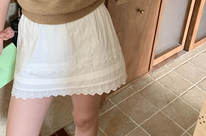 Short-Sleeve Crewneck Solid Knit Top