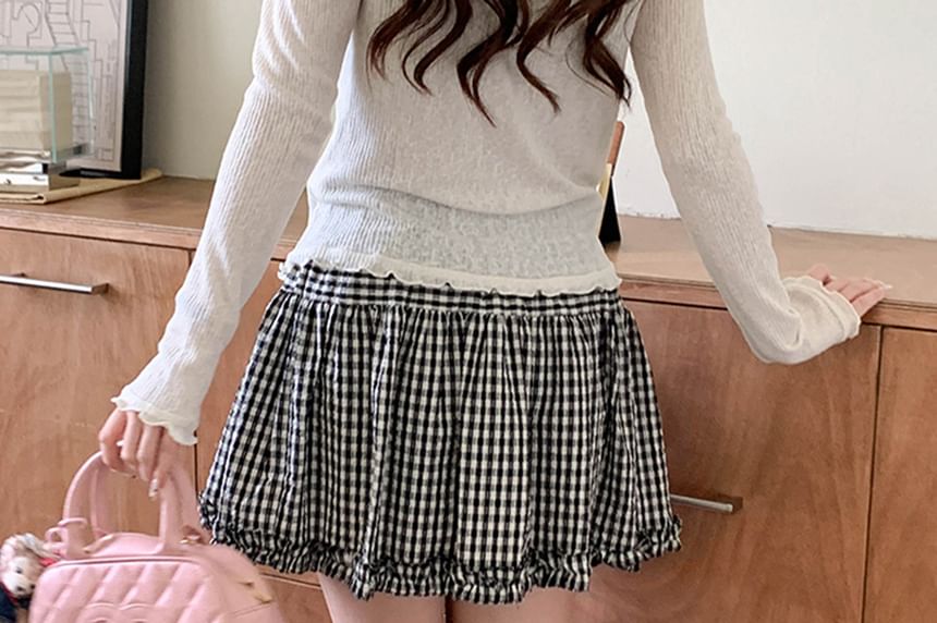 Gingham Check Mini Skirt - Altfashion Shop