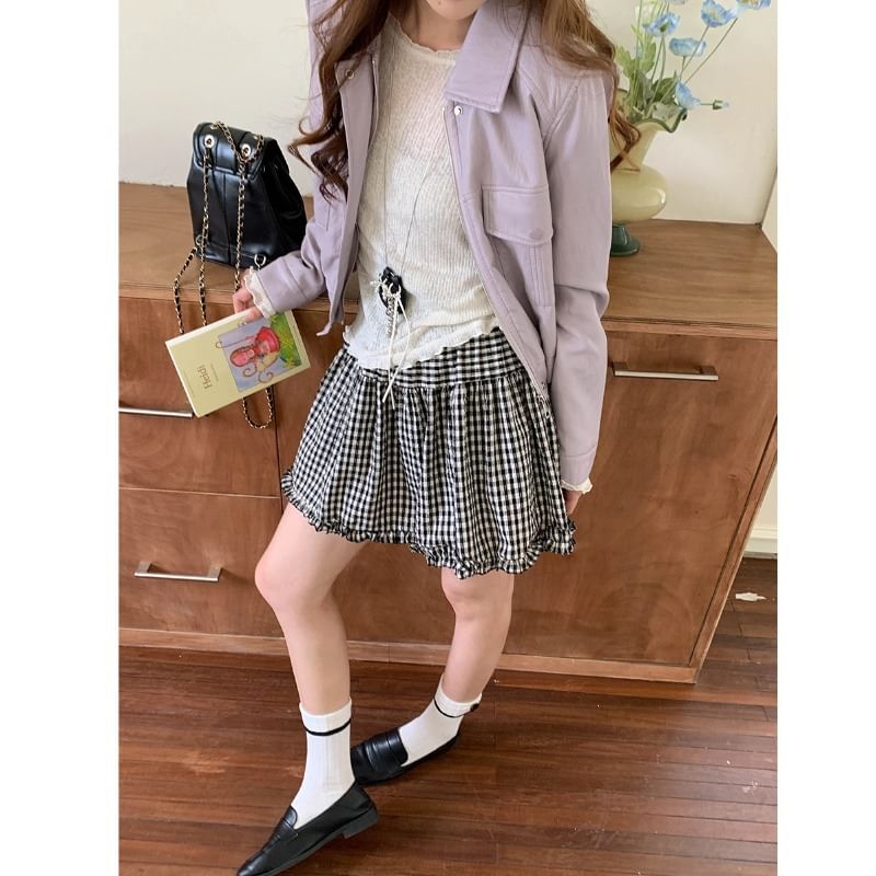 Gingham Check Mini Skirt - Altfashion Shop