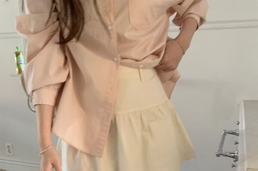 Gathered Mini A-Line Skirt - Altfashion Shop