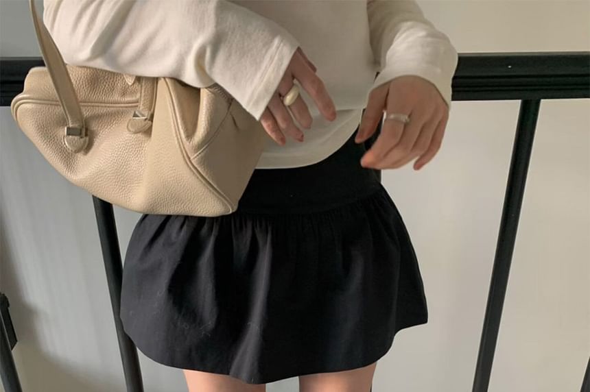 Gathered Mini A-Line Skirt - Altfashion Shop