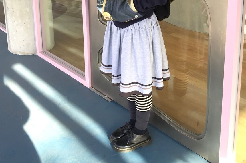 Striped Ruched A-Line Skirt - Altfashion Shop
