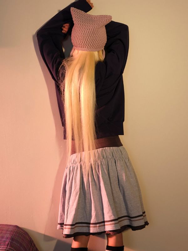 Striped Ruched A-Line Skirt - Altfashion Shop