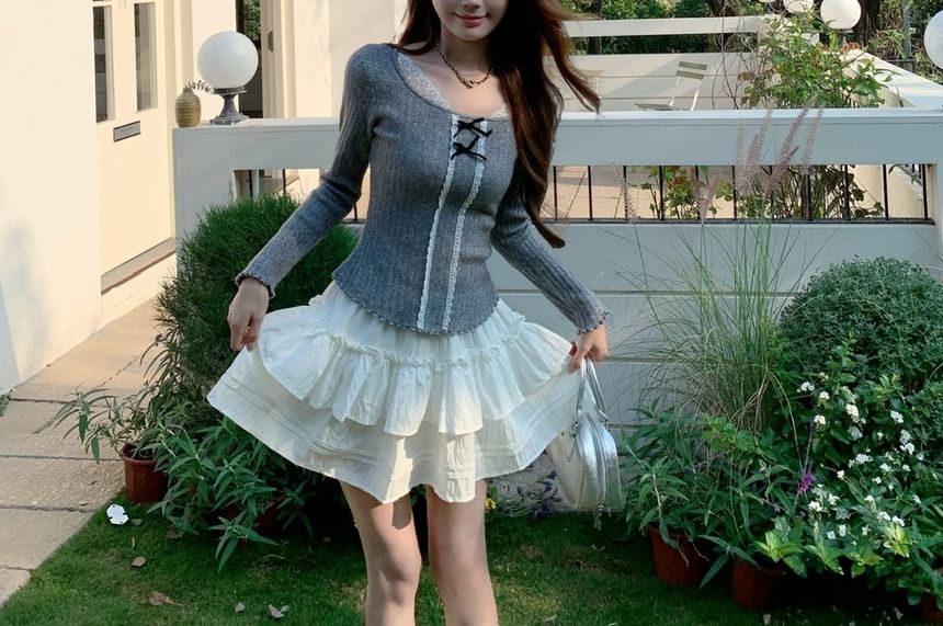 Solid Mini Tiered Skirt - Altfashion Shop