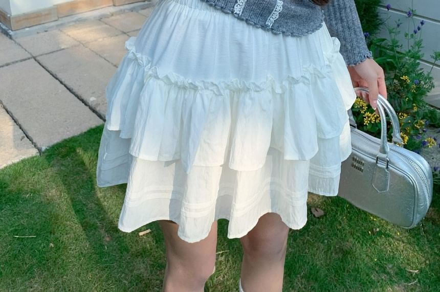 Solid Mini Tiered Skirt - Altfashion Shop