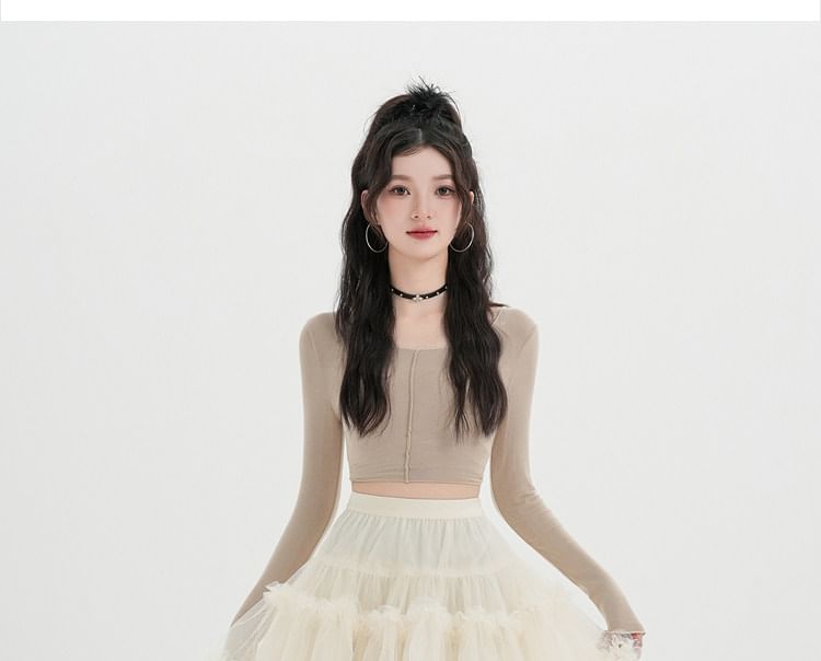 Frill Trim Layered Mesh Mini Skirt - Altfashion Shop