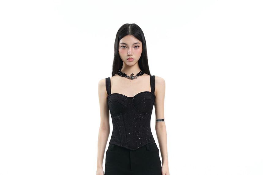 Sequin Cropped Corset Top