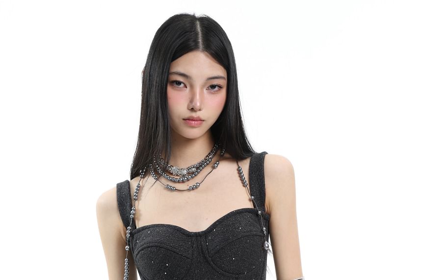 Sequin Cropped Corset Top