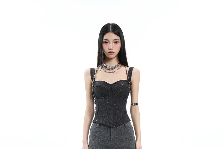 Sequin Cropped Corset Top