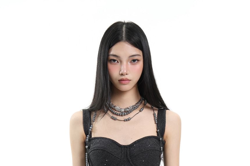 Sequin Cropped Corset Top