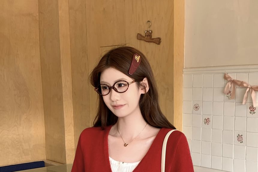 V-Neck Plain Tie Front Cardigan