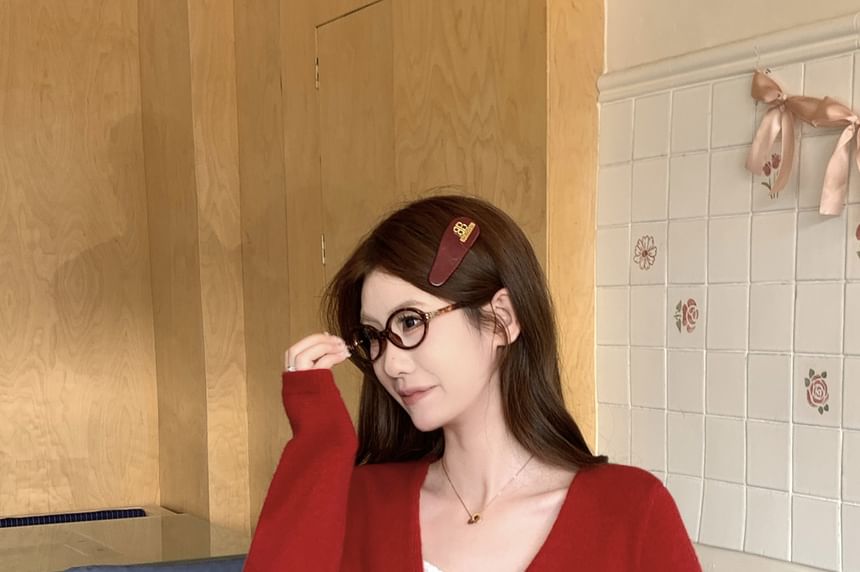 V-Neck Plain Tie Front Cardigan