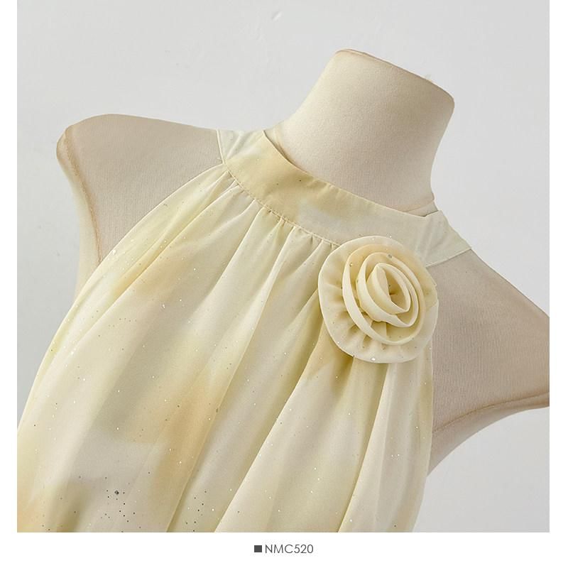 Sleeveless Mock Neck Tie Dye Tiered Maxi A-Line Dress