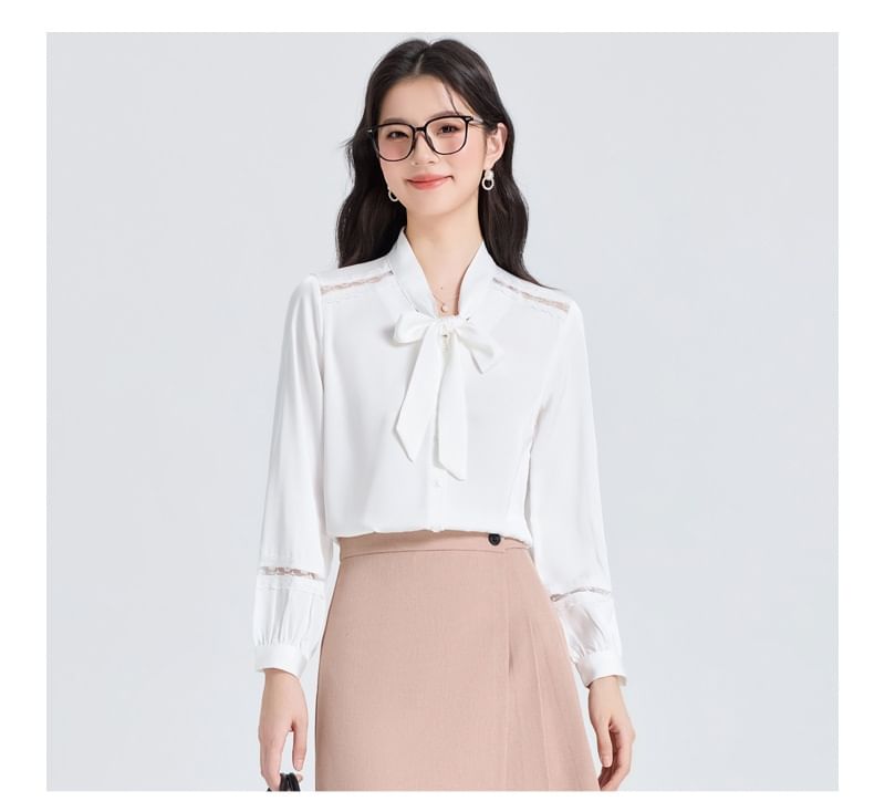 Notch Lapel Blazer + Pleated Mini Skirt + Tie Neck Blouse Set - Altfashion Shop