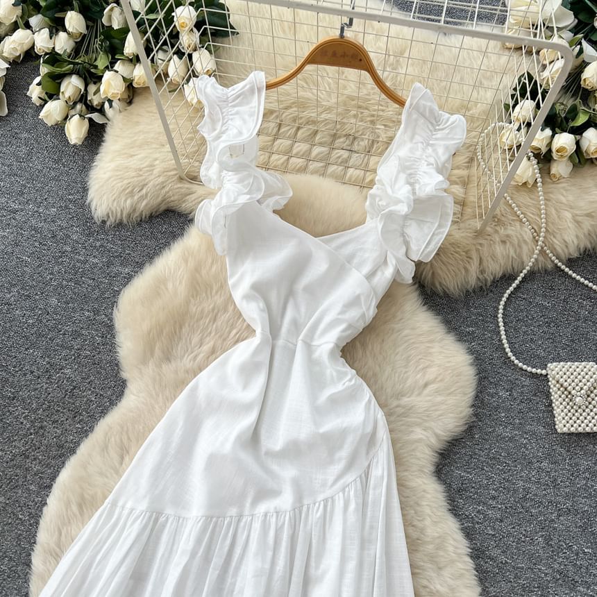 Sleeveless Scoop Neck Plain Maxi A-Line Dress