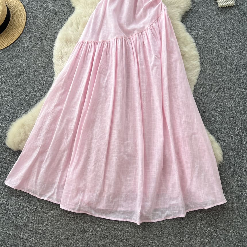 Sleeveless Scoop Neck Plain Maxi A-Line Dress
