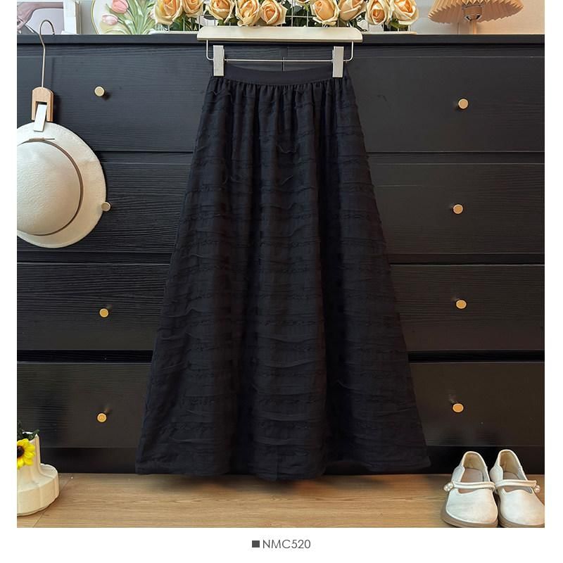 Dotted Ruffle Midi A-Line Skirt - Altfashion Shop