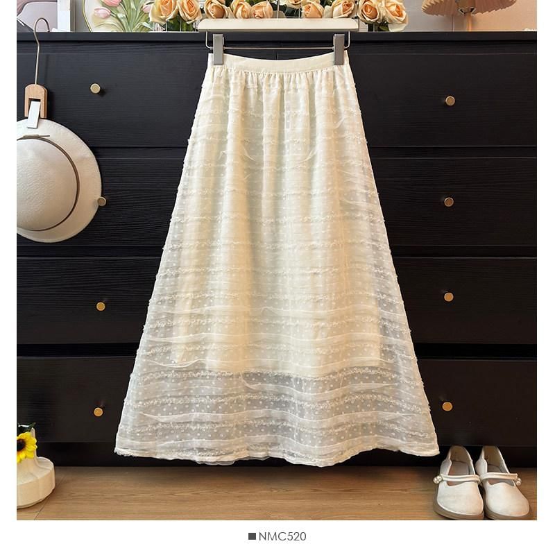 Dotted Ruffle Midi A-Line Skirt - Altfashion Shop