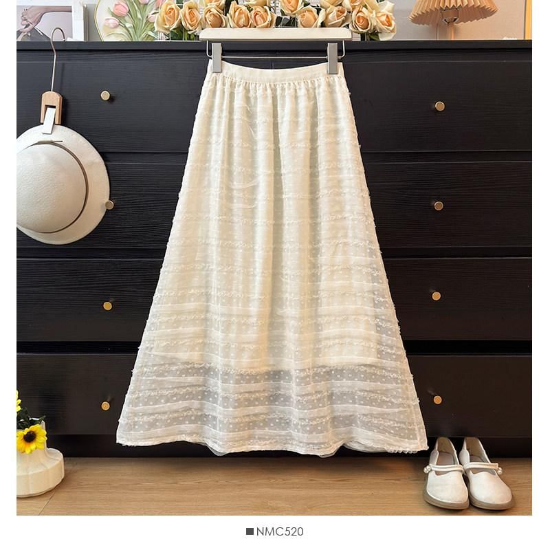 Dotted Ruffle Midi A-Line Skirt - Altfashion Shop