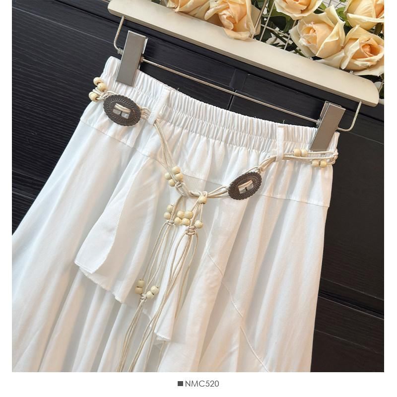 Ruffle Asymmetrical Midi A-Line Skirt - Altfashion Shop