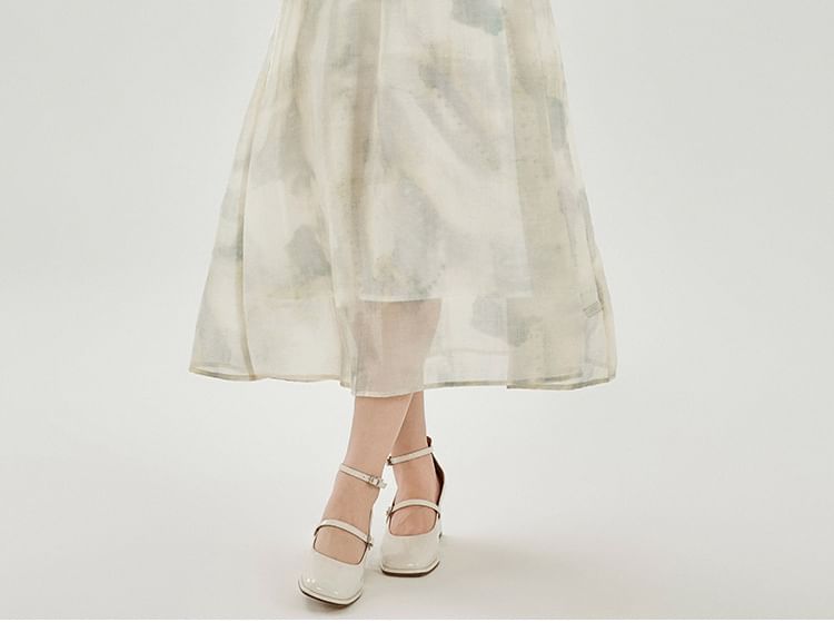 Perforated Crop Cardigan / Sleeveless Tie Dye Midi A-Line Dress / Set
