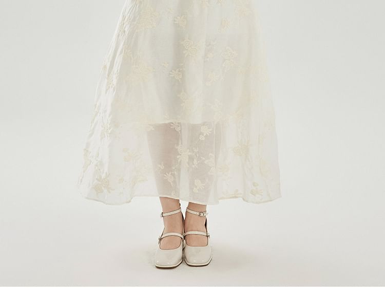 Short-Sleeve V-Neck Tasseled Plain Maxi A-Line Dress