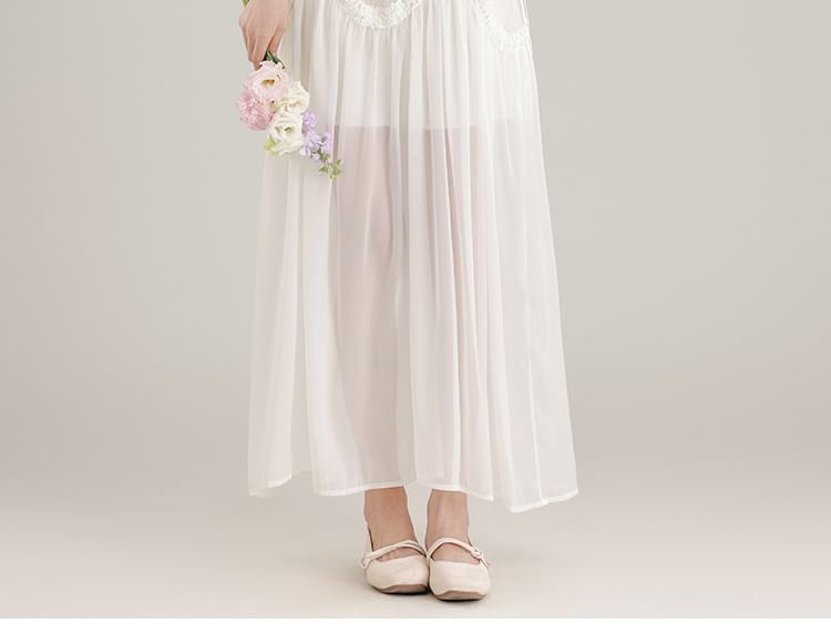 Sleeveless Crewneck Plain Maxi A-Line Dress