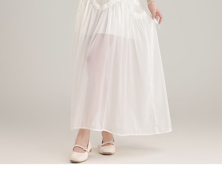 Sleeveless Crewneck Plain Maxi A-Line Dress