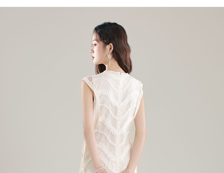 Sleeveless Crewneck Plain Maxi A-Line Dress