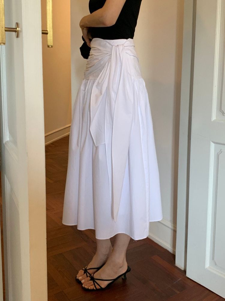 Ruched Midi A-Line Skirt - Altfashion Shop