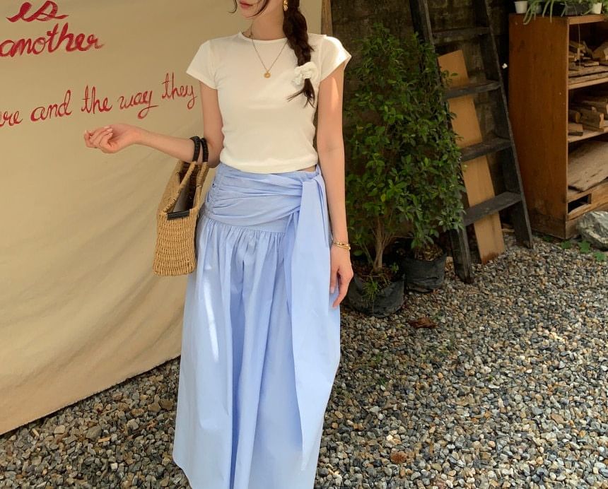 Ruched Midi A-Line Skirt - Altfashion Shop