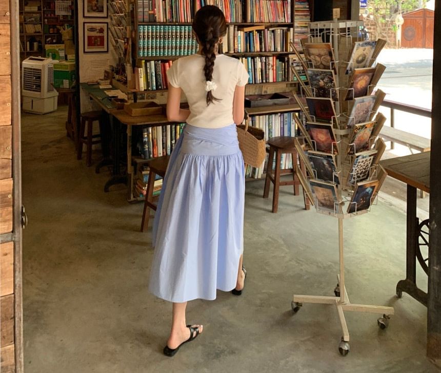 Ruched Midi A-Line Skirt - Altfashion Shop